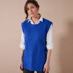 Trui En Vest<Blancheporte Mouwloze tuniektrui, patenttricot met zachte touch felblauw