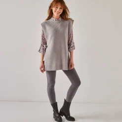 Trui En Vest<Blancheporte Mouwloze tuniektrui, patenttricot met zachte touch chiné grijs