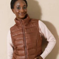 Parka En Donsjas<Blancheporte Mouwloze, waterafstotende gewatteerde jas met opstaande kraag chocolade