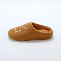 Sloffen|Sloffen<Blancheporte Muiltjes in fleece, geborduurd kattenmotief karamel