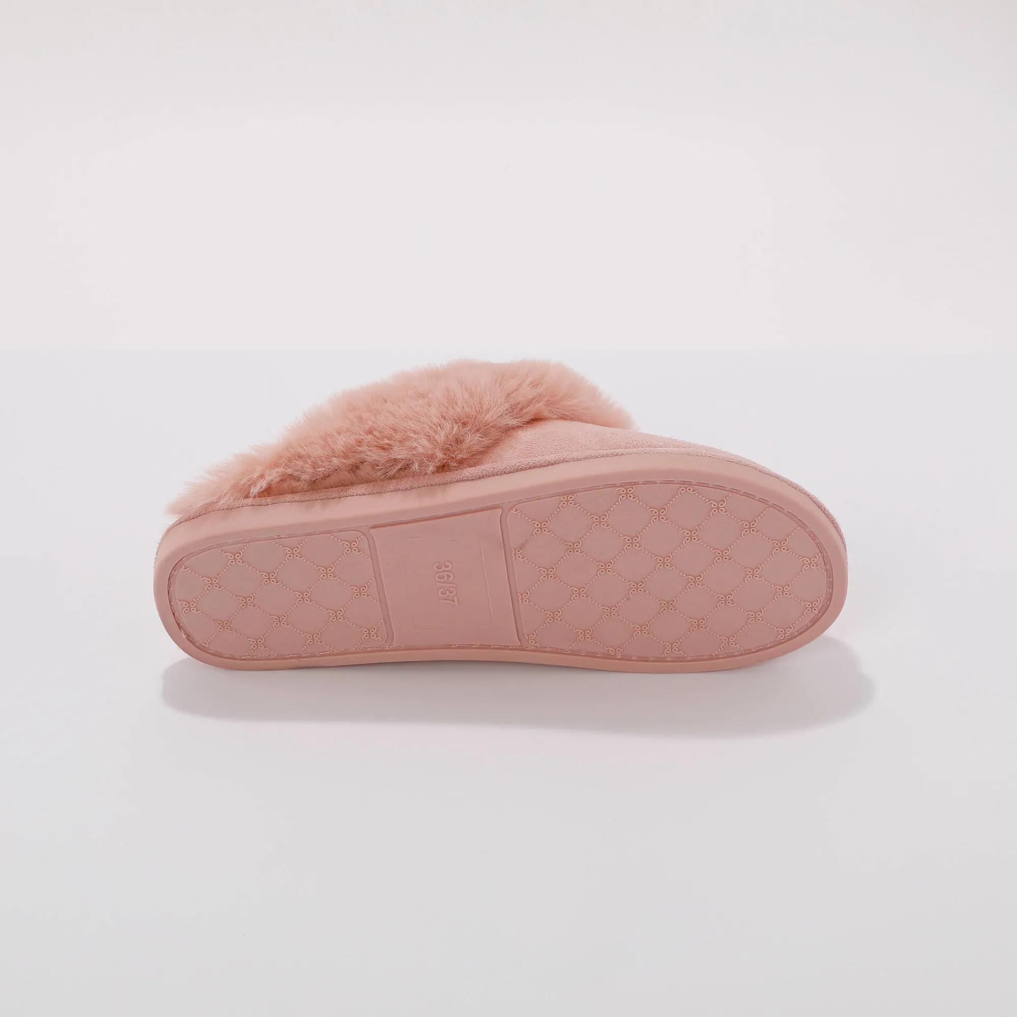 Sloffen|Sloffen<Blancheporte Muiltjes met nepbont roze