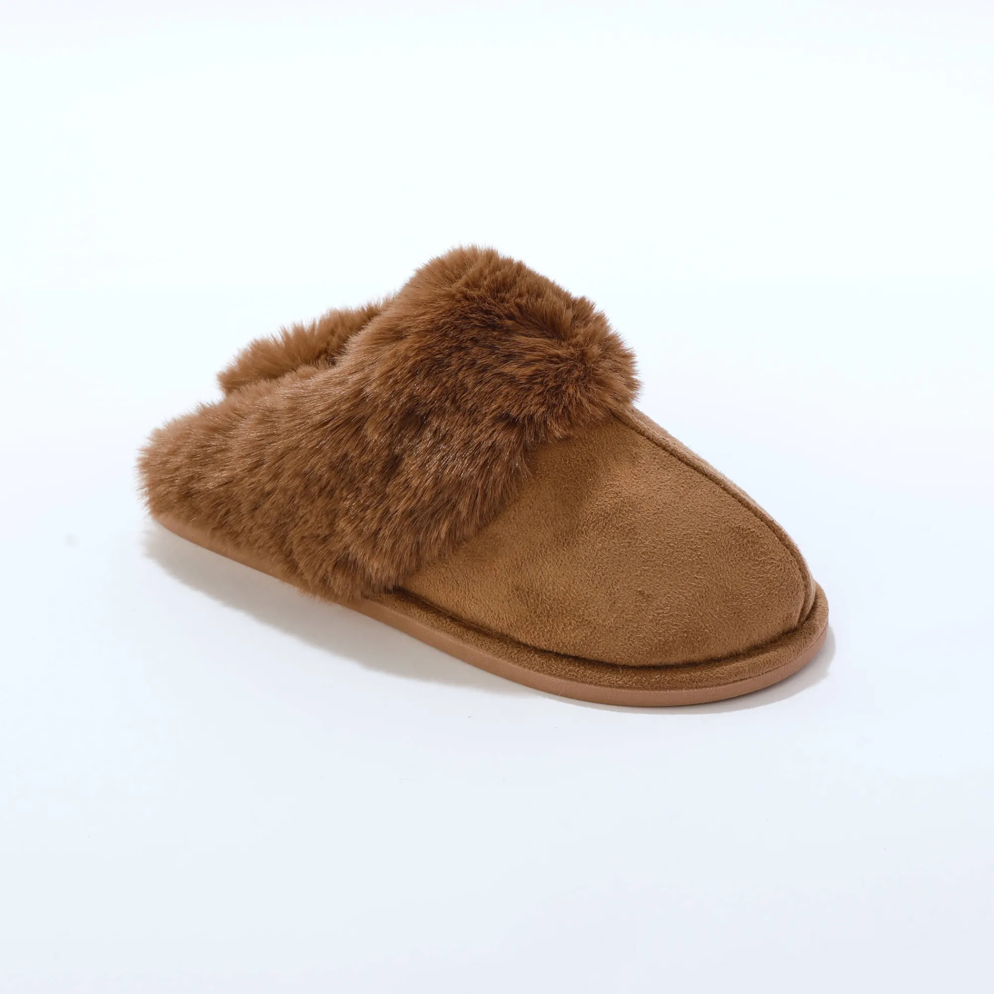 Sloffen|Sloffen<Blancheporte Muiltjes met nepbont taupe
