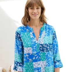 Nachthemd<Blancheporte Nachthemd in liketmodel met patchworkprint blauw