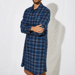 Pyjama En Kamerjas<Blancheporte Nachthemd in liketstijl, geruit flanel blauw