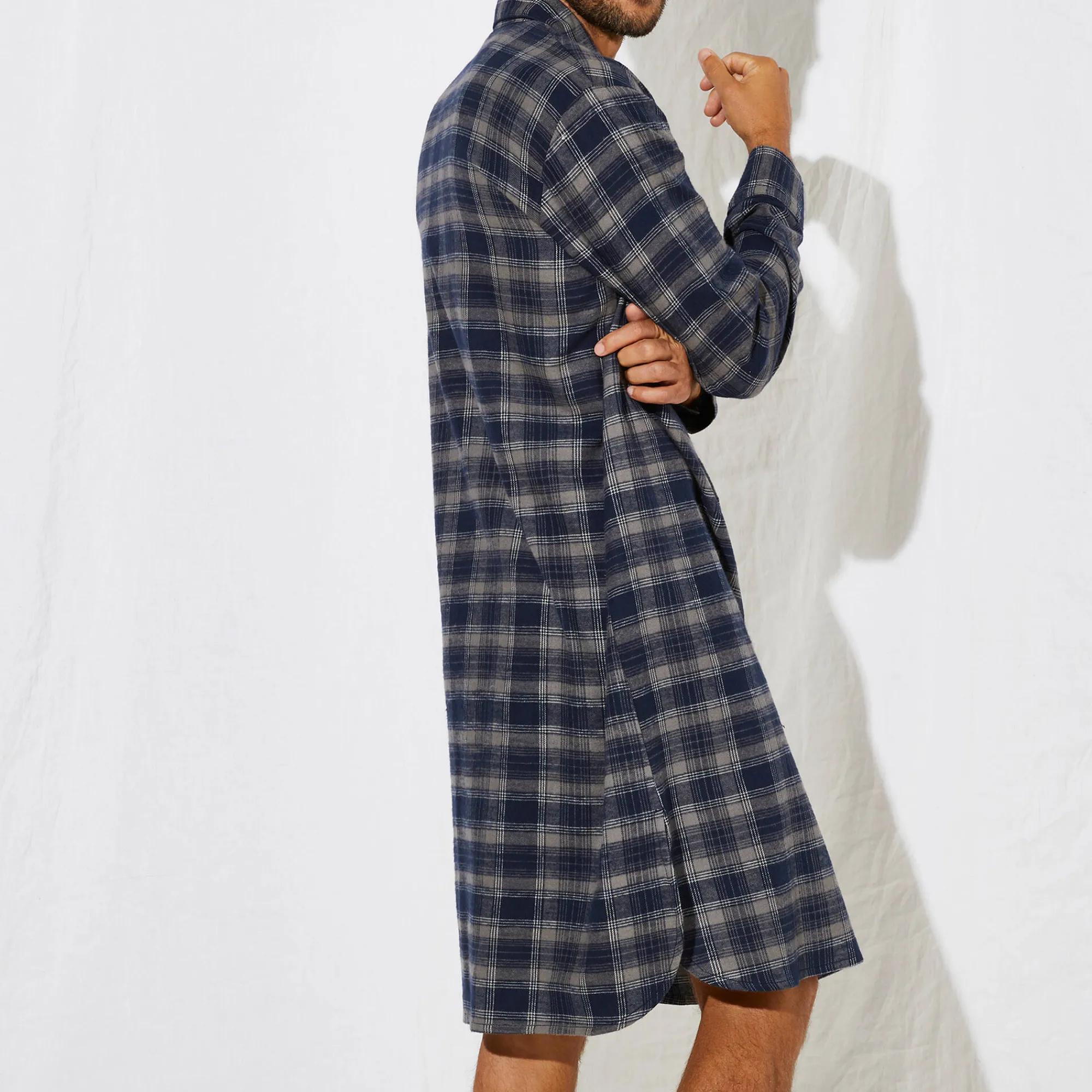 Pyjama En Kamerjas<Blancheporte Nachthemd in liketstijl, geruit flanel grijs