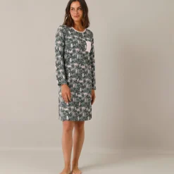 Nachthemd<Blancheporte Nachthemd met jungleprint grijs / roze