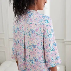 Nachthemd<Blancheporte Nachthemd met 3/4-mouwen, kasjmierprint ecru / roze