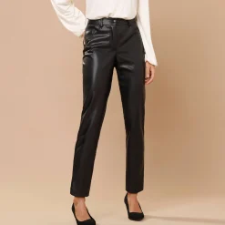 Feestoutfits Dames|Broek<Lora Zellini Nauwsluitende 7/8-broek, gecoat aspect zwart