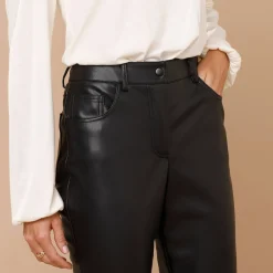 Feestoutfits Dames|Broek<Lora Zellini Nauwsluitende 7/8-broek, gecoat aspect zwart