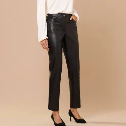 Feestoutfits Dames|Broek<Lora Zellini Nauwsluitende 7/8-broek, gecoat aspect zwart