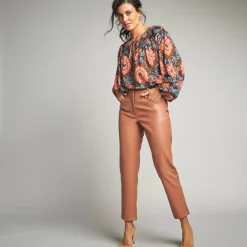 Broek<Lora Zellini Nauwsluitende 7/8-broek, gecoat aspect karamel