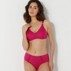 Beha<Blancheporte Omhullende beha in katoen zonder beugels - set van 2 pruim + fuchsia
