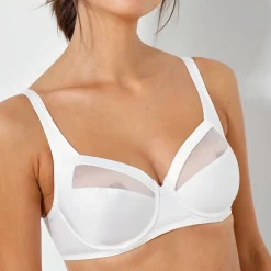 Beha<Playtex Omhullende beha "Perfect silhouette" in tule en microvezel - met beugels wit