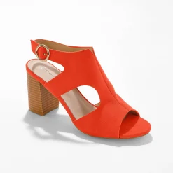 Sandalen En Espadrilles|Schoenen<Blancheporte Omhullende sandalen met houten hak oranje