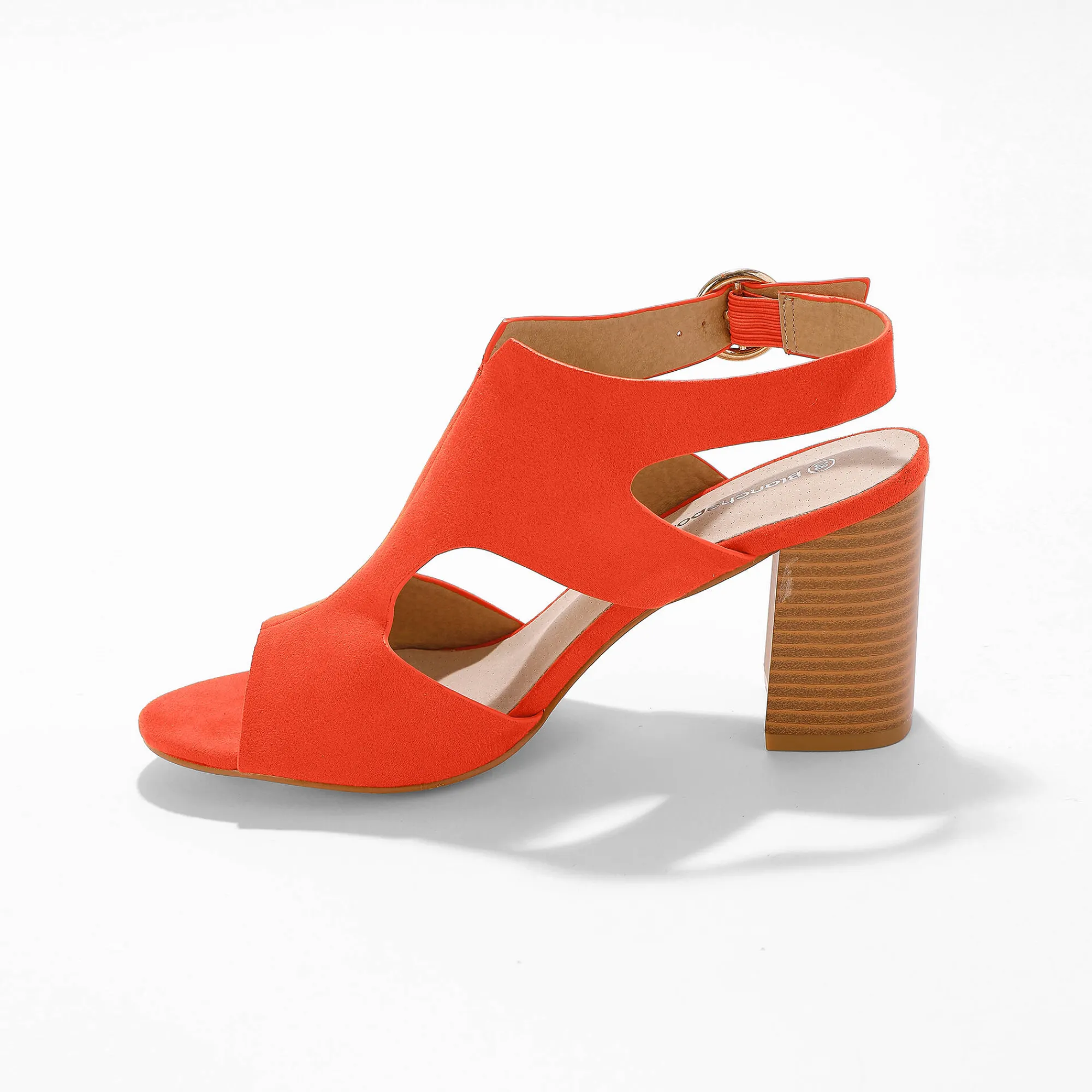Sandalen En Espadrilles|Schoenen<Blancheporte Omhullende sandalen met houten hak oranje