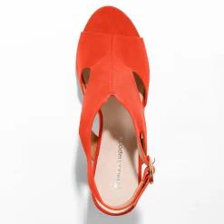 Sandalen En Espadrilles|Schoenen<Blancheporte Omhullende sandalen met houten hak oranje