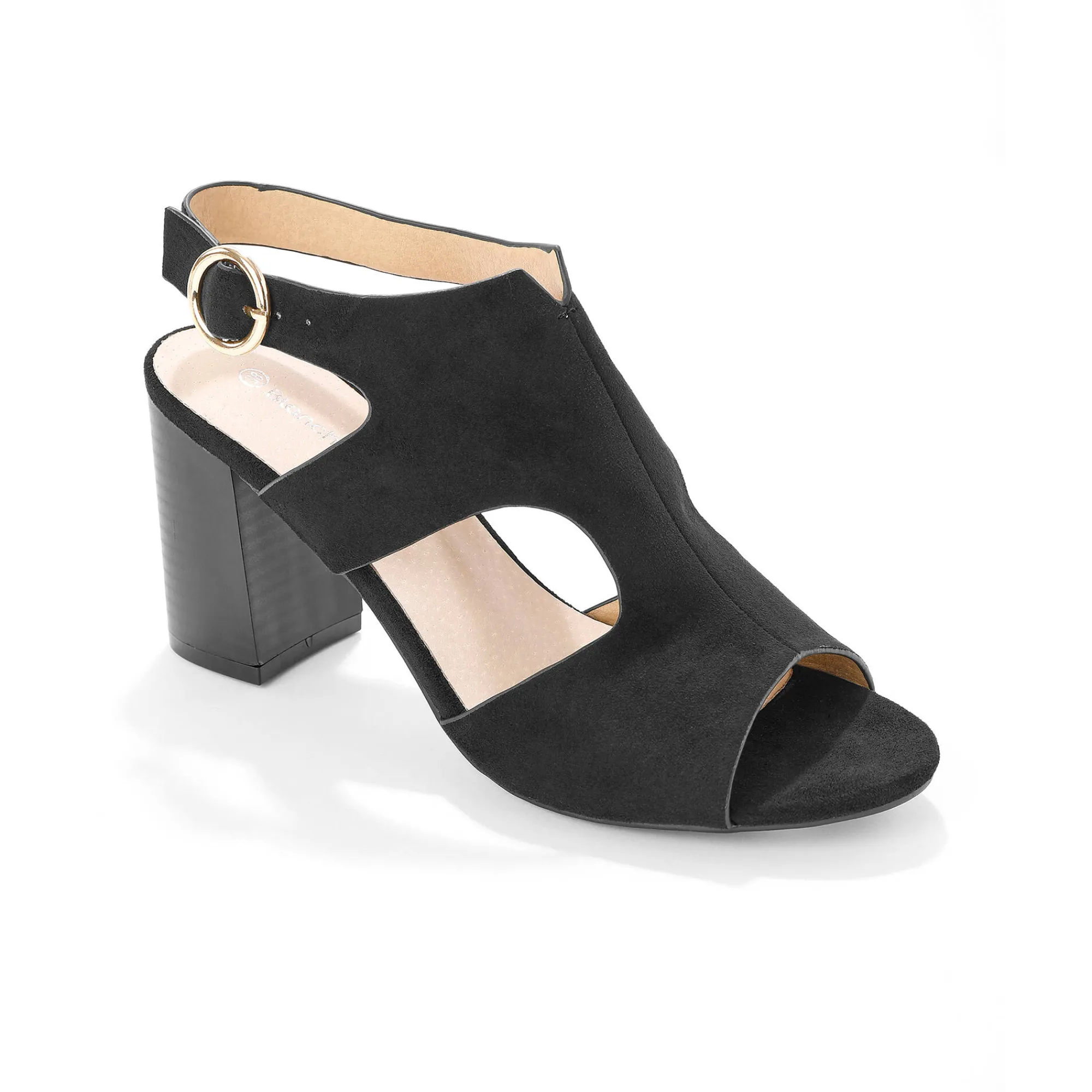 Sandalen En Espadrilles|Schoenen<Blancheporte Omhullende sandalen met houten hak zwart