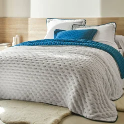 Deken En Bedsprei|Deken, Boutis En Bedsprei<Blancheporte Omkeerbaar deken in gematelasseerde microvezel/sherpa pauwblauw