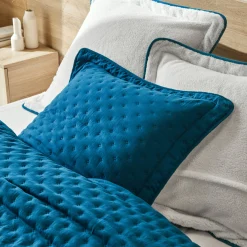Deken En Bedsprei|Deken, Boutis En Bedsprei<Blancheporte Omkeerbaar deken in gematelasseerde microvezel/sherpa pauwblauw