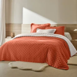 Deken En Bedsprei|Deken, Boutis En Bedsprei<Blancheporte Omkeerbaar deken in gematelasseerde microvezel/sherpa terracotta