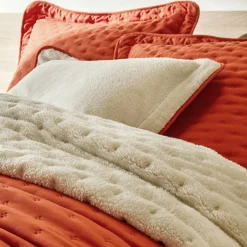 Deken En Bedsprei|Deken, Boutis En Bedsprei<Blancheporte Omkeerbaar deken in gematelasseerde microvezel/sherpa terracotta