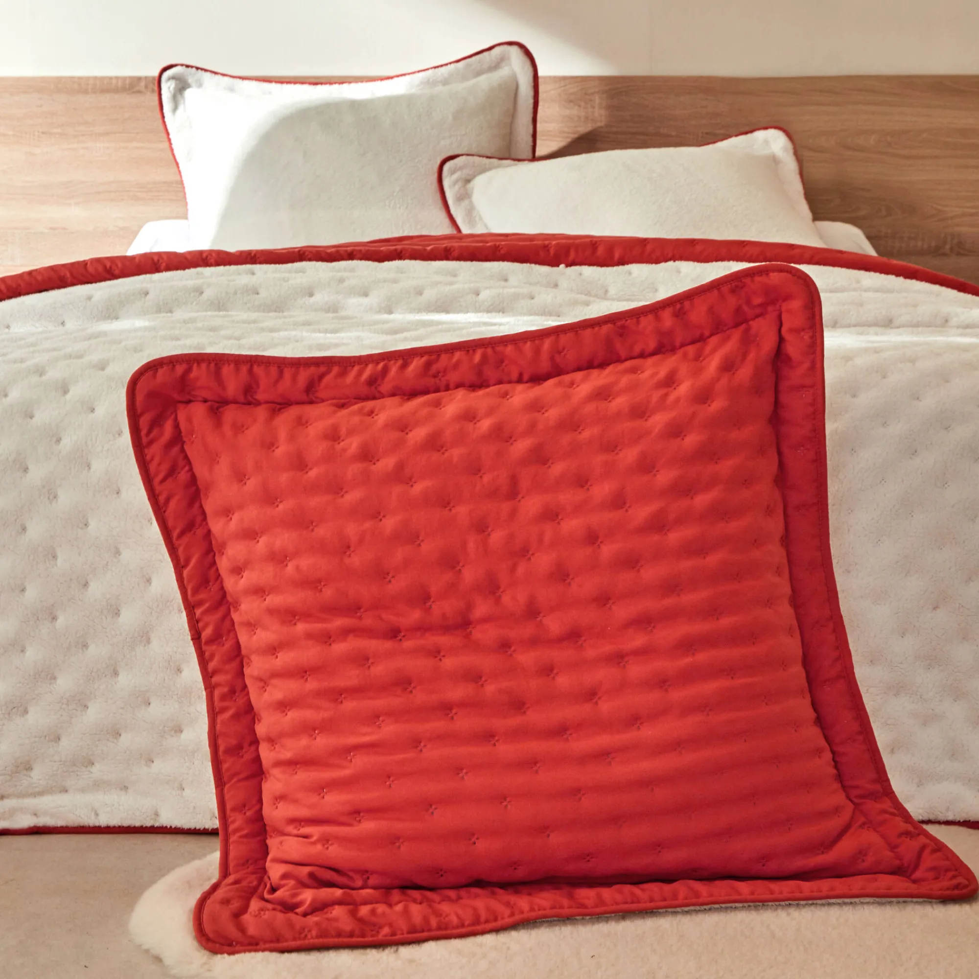 Deken En Bedsprei|Deken, Boutis En Bedsprei<Blancheporte Omkeerbaar deken in gematelasseerde microvezel/sherpa terracotta