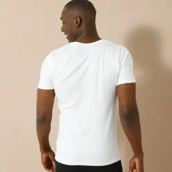 Ondergoed<Thermoperle Ondergoed T-shirt voor heren, V-hals en korte mouwen, zachte warmte - set van 2 wit