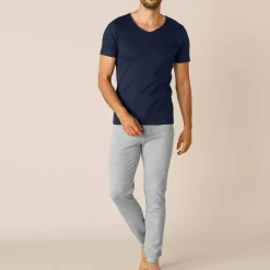 Ondergoed<Thermoperle Ondergoed T-shirt voor heren, V-hals en korte mouwen, zachte warmte - set van 2 marine