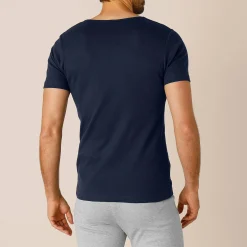 Ondergoed<Thermoperle Ondergoed T-shirt voor heren, V-hals en korte mouwen, zachte warmte - set van 2 marine