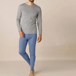 Ondergoed<Thermoperle Ondershirt voor heren, met ronde hals en lange mouwen, intense warmte - set van 2 chiné grijs