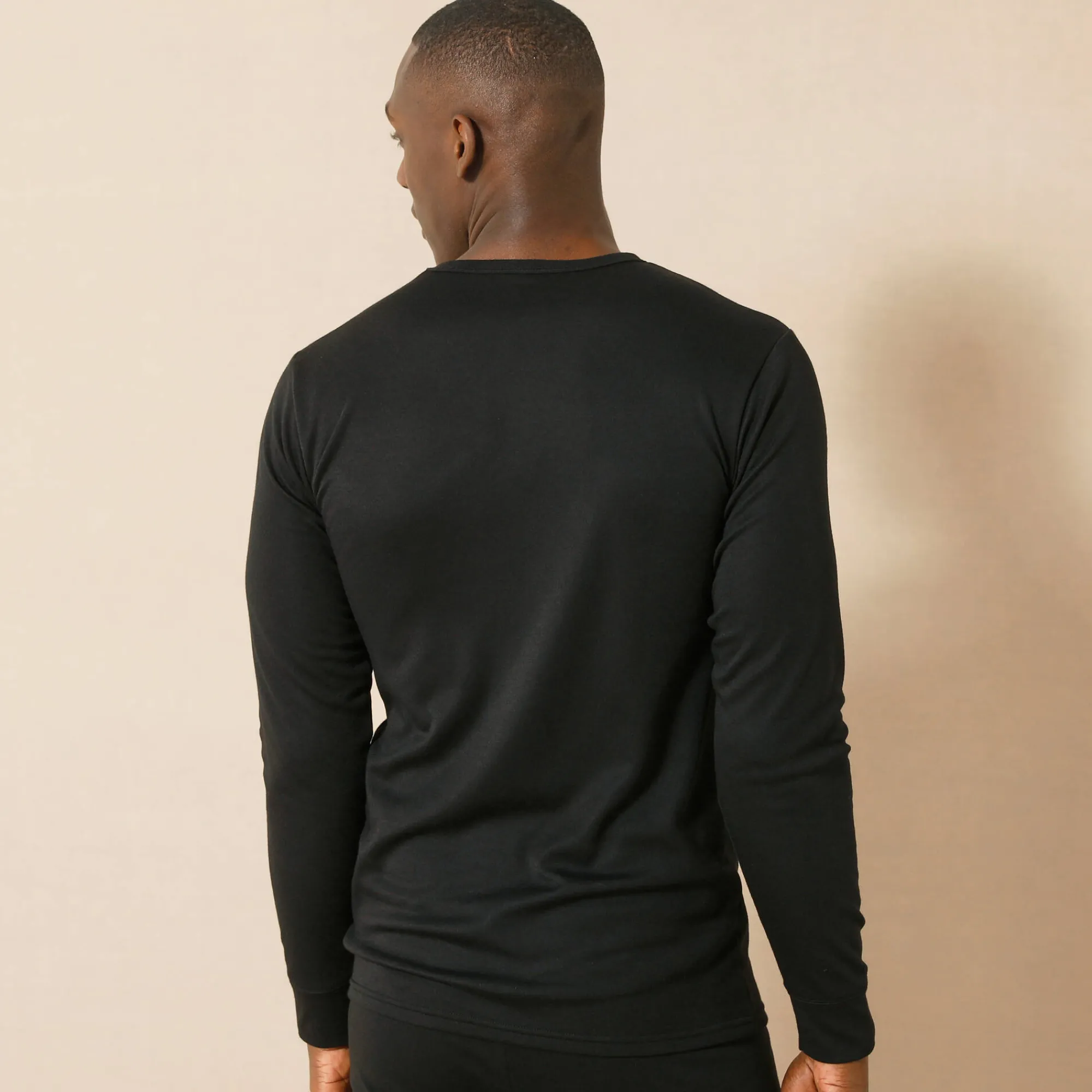 Ondergoed<Thermoperle Ondershirt voor heren, met ronde hals en lange mouwen, intense warmte - set van 2 zwart