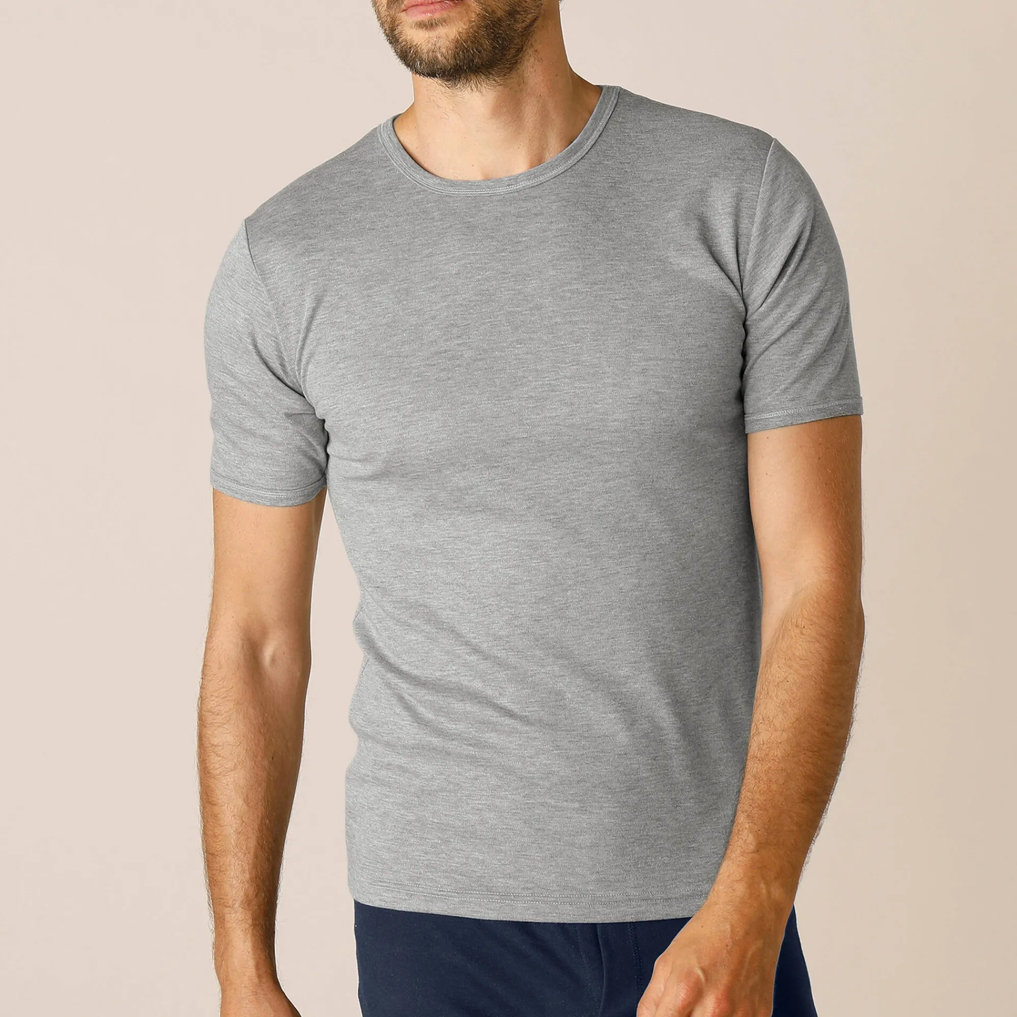 Ondergoed<Thermoperle Ondershirt voor heren, met ronde hals en korte mouwen, intense warmte - set van 2 chiné grijs