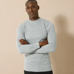 Ondergoed<Thermoperle Ondershirt voor heren, opstaande hals en lange mouwen, intense warmte - set van 2 chiné grijs