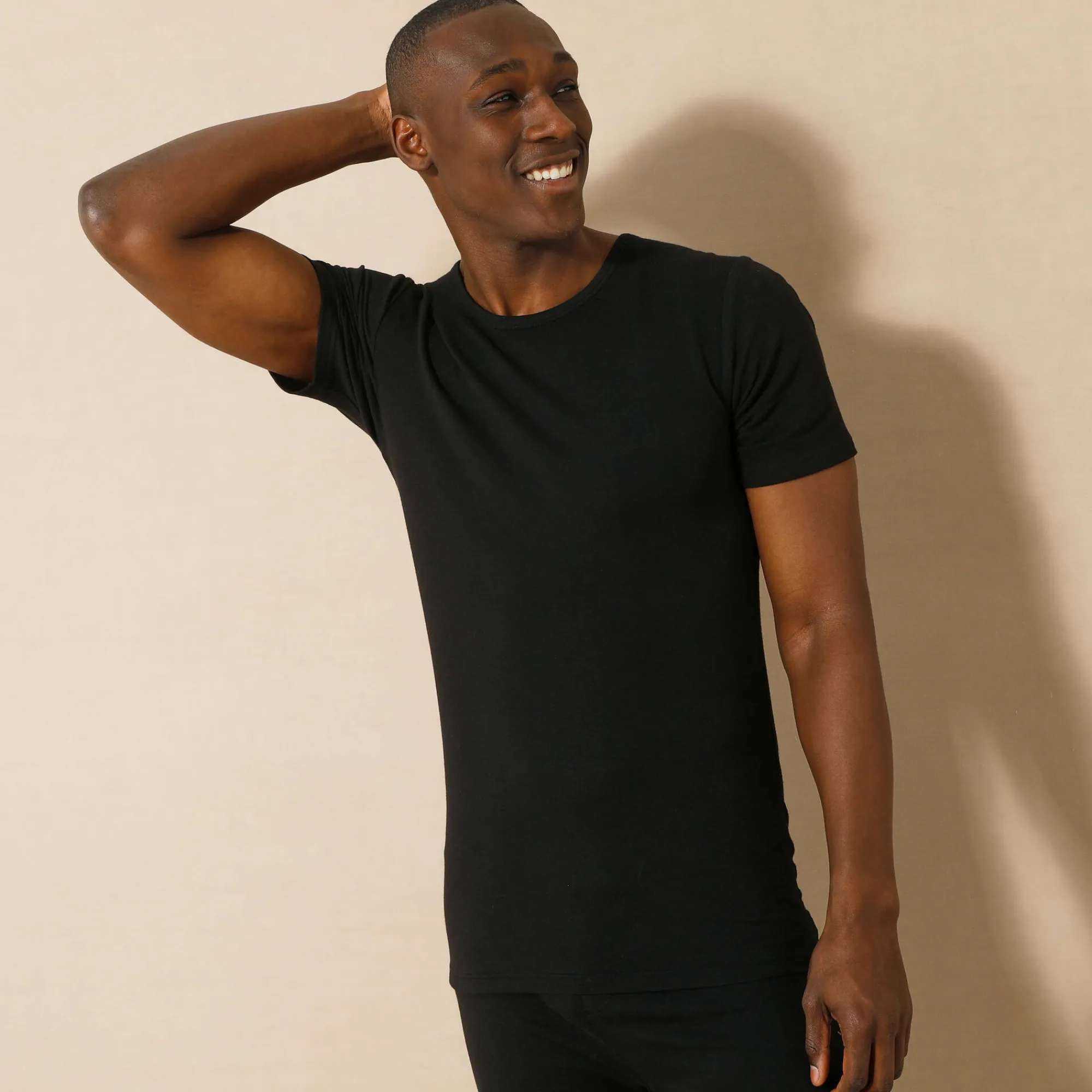 Ondergoed<Thermoperle Ondershirt voor heren, ronde hals en korte mouwen, middelmatige warmte - set van 2 zwart