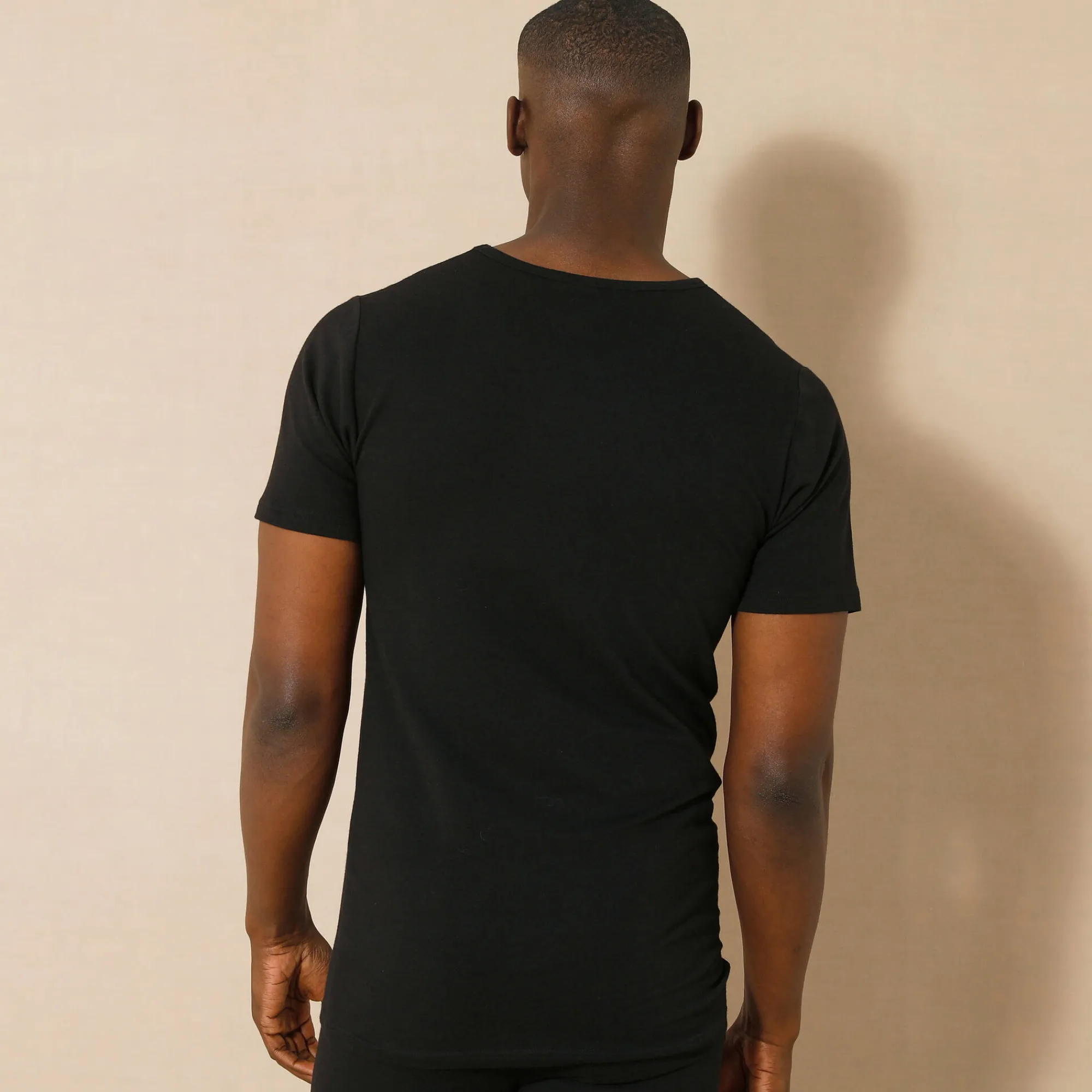 Ondergoed<Thermoperle Ondershirt voor heren, ronde hals en korte mouwen, middelmatige warmte - set van 2 zwart