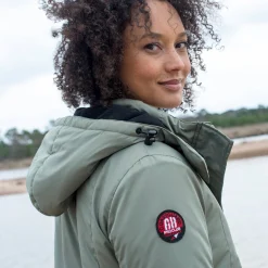 Parka En Donsjas<Outdoor Collection Ondoorlatende effen parka met fleecevoering amandel groen