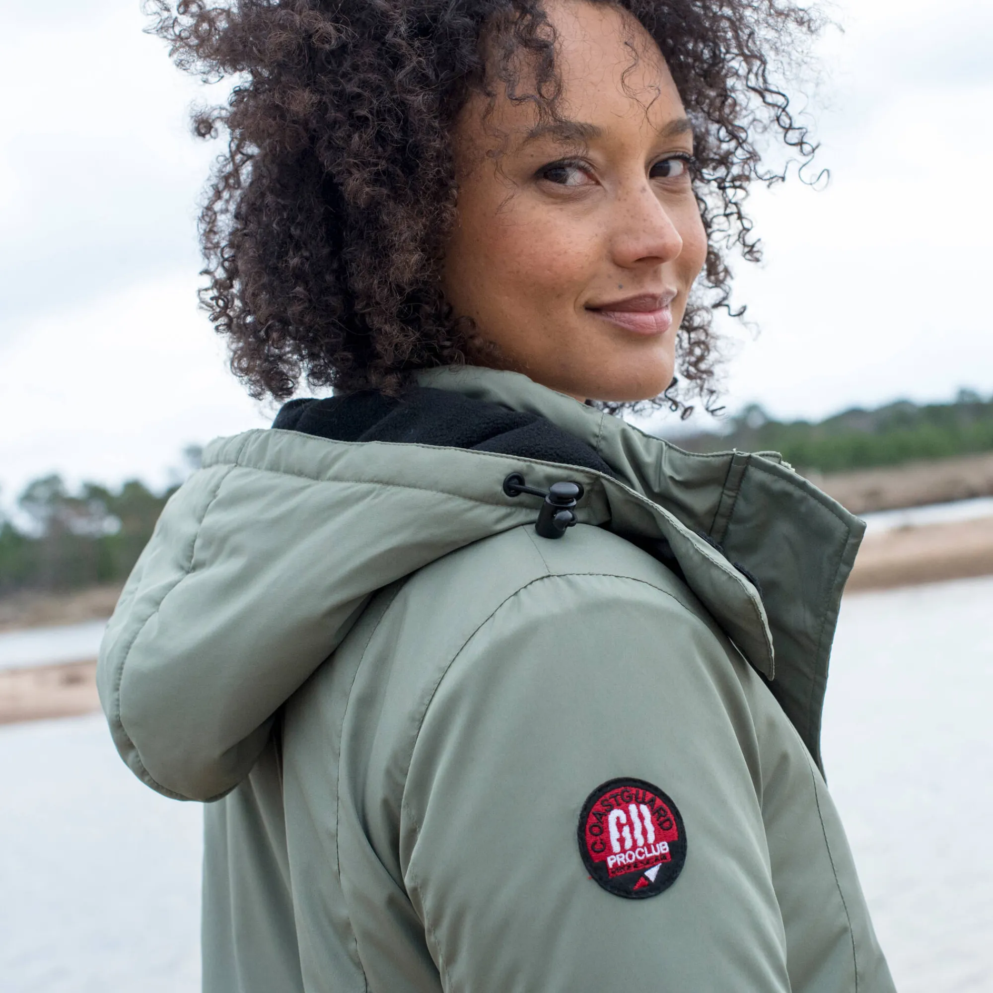 Parka En Donsjas<Outdoor Collection Ondoorlatende effen parka met fleecevoering amandel groen