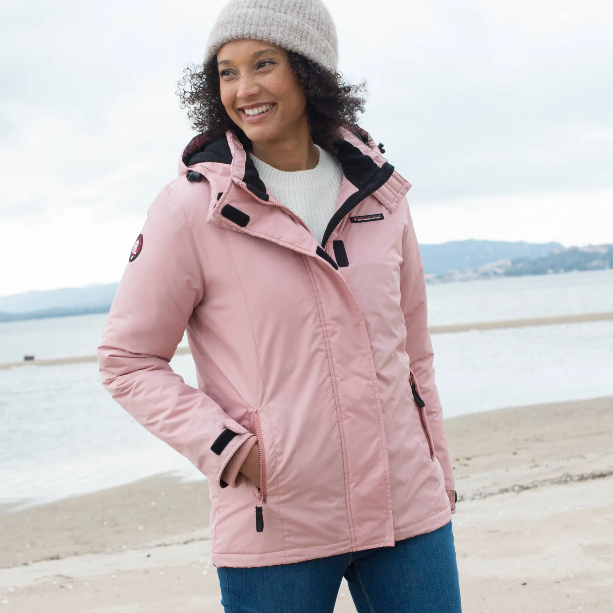 Parka En Donsjas<Outdoor Collection Ondoorlatende effen parka met fleecevoering grijsroze