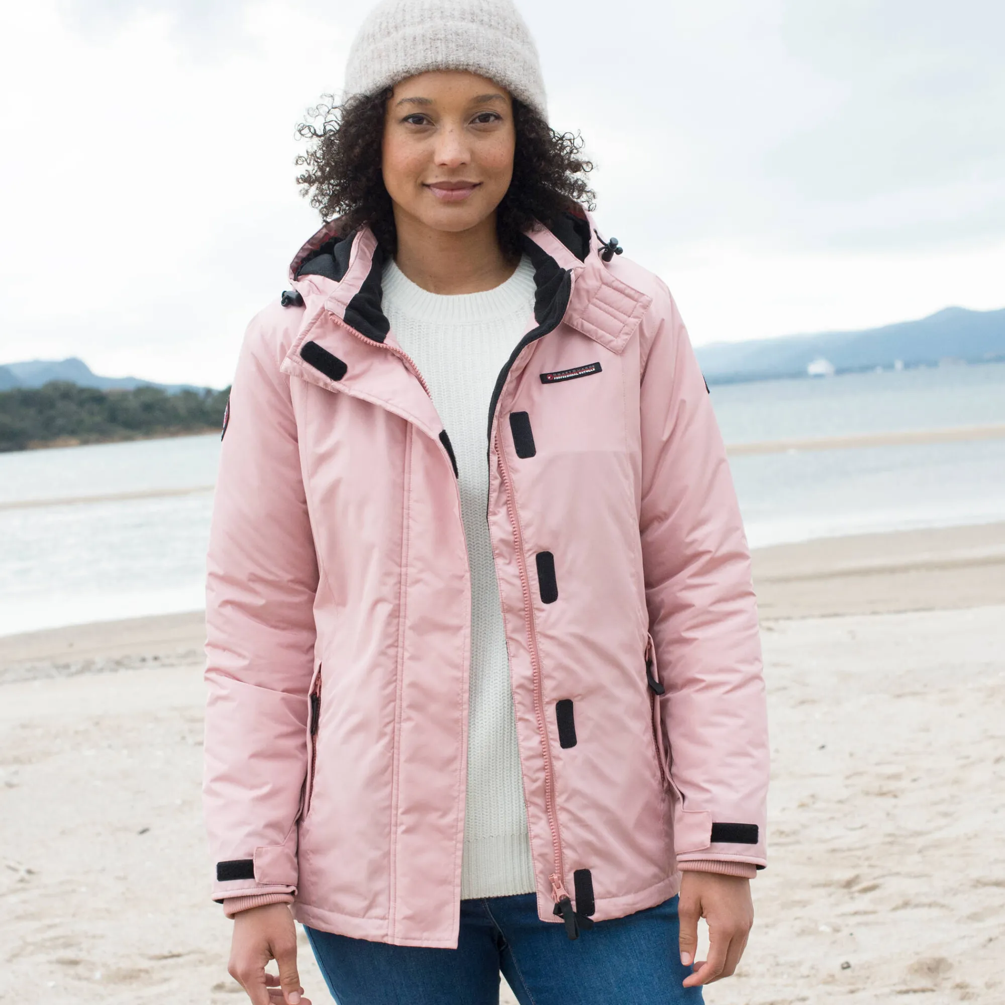 Parka En Donsjas<Outdoor Collection Ondoorlatende effen parka met fleecevoering grijsroze