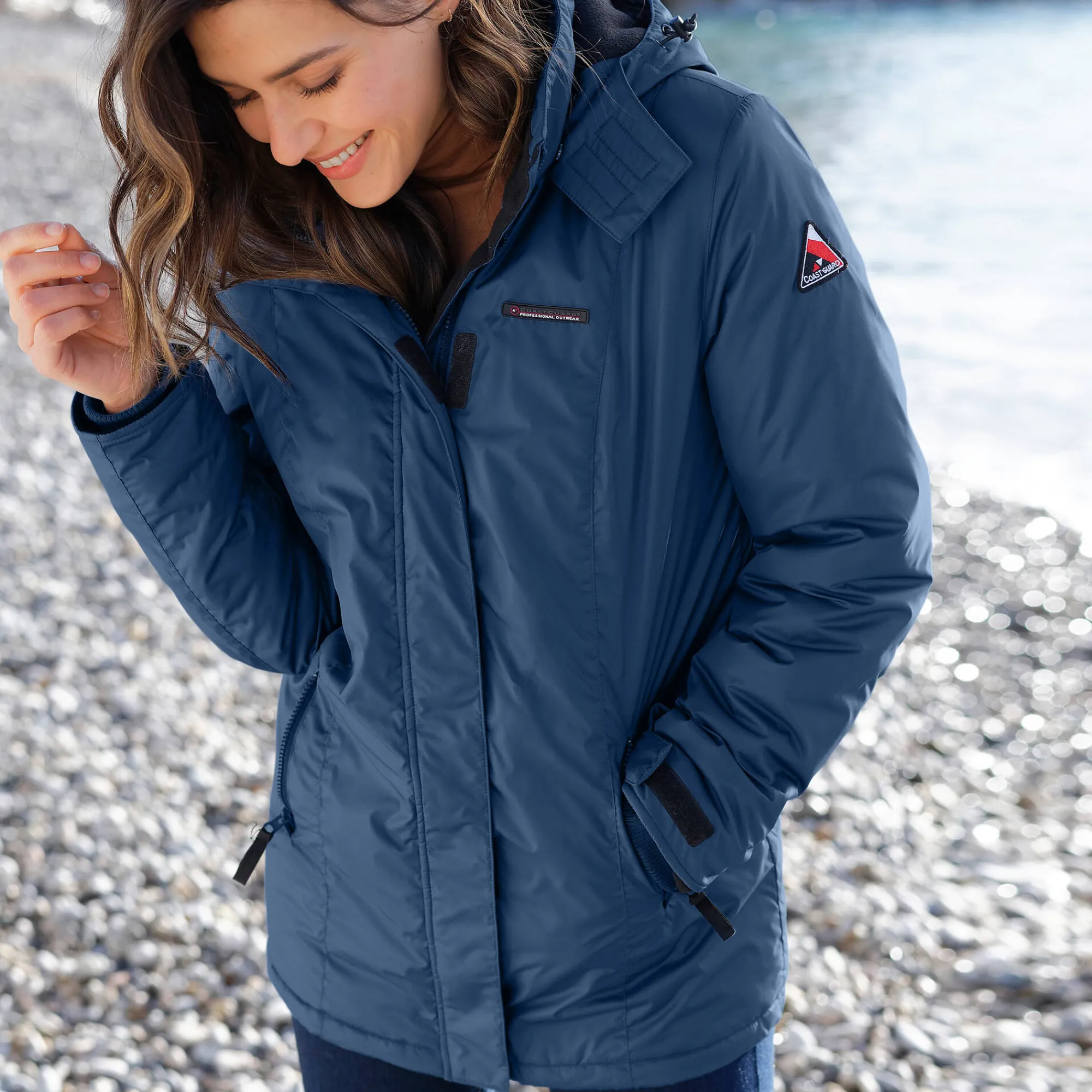 Parka En Donsjas<Outdoor Collection Ondoorlatende effen parka met fleecevoering grijsblauw