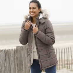 Parka En Donsjas<Blancheporte Ondoorlatende gewatteerde jas met kap donkertaupe