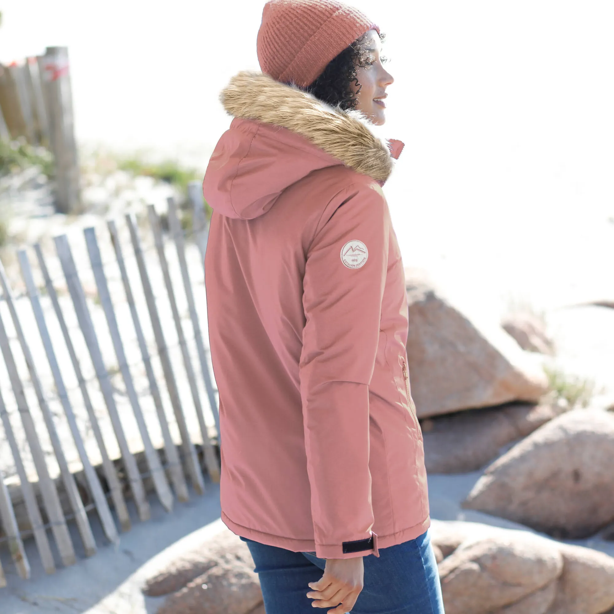 Parka En Donsjas<Blancheporte Ondoorlatende parka met rits en afneembare kap grijsroze