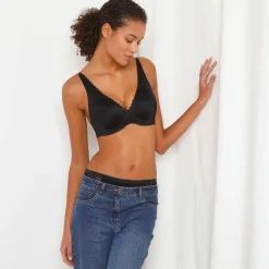 Beha<Dim Onzichtbare beha in microvezel Body Touch - met flexibele beugels zwart
