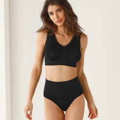 Slip En Shorty<Blancheporte Onzichtbare, naadloze tailleslip in rekbare microvezel - set van 2 zwart + huidkleur