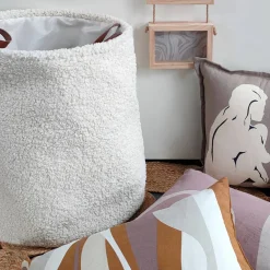 Kinderdecoratie|Kids Decoratie<Blancheporte Opbergmand in lusjesstof met handvatten ivoorkleur
