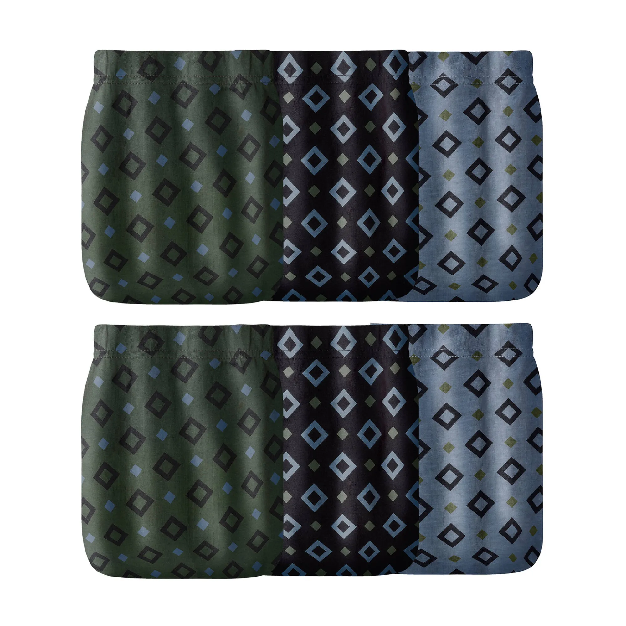 Ondergoed<Blancheporte Open, bedrukte slip met hoge taille - set van 6 blauw + kaki + zwart