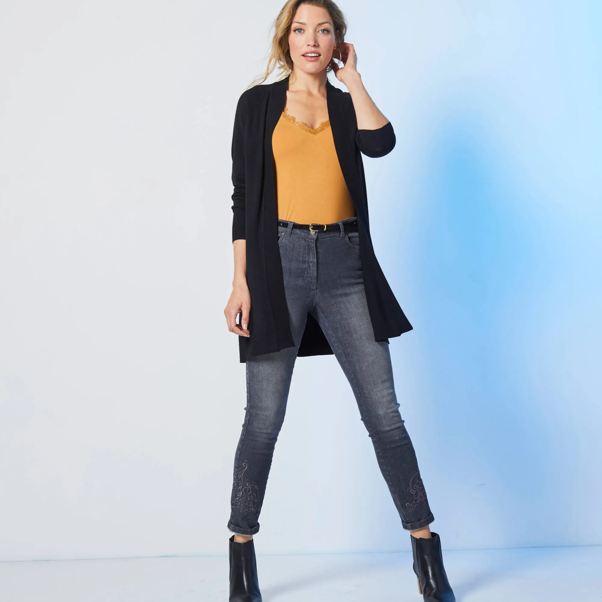 Trui En Vest<Blancheporte Open vest, lange mouwen zwart