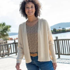 Trui En Vest<Blancheporte Open vest, mix van wol en mohair beige