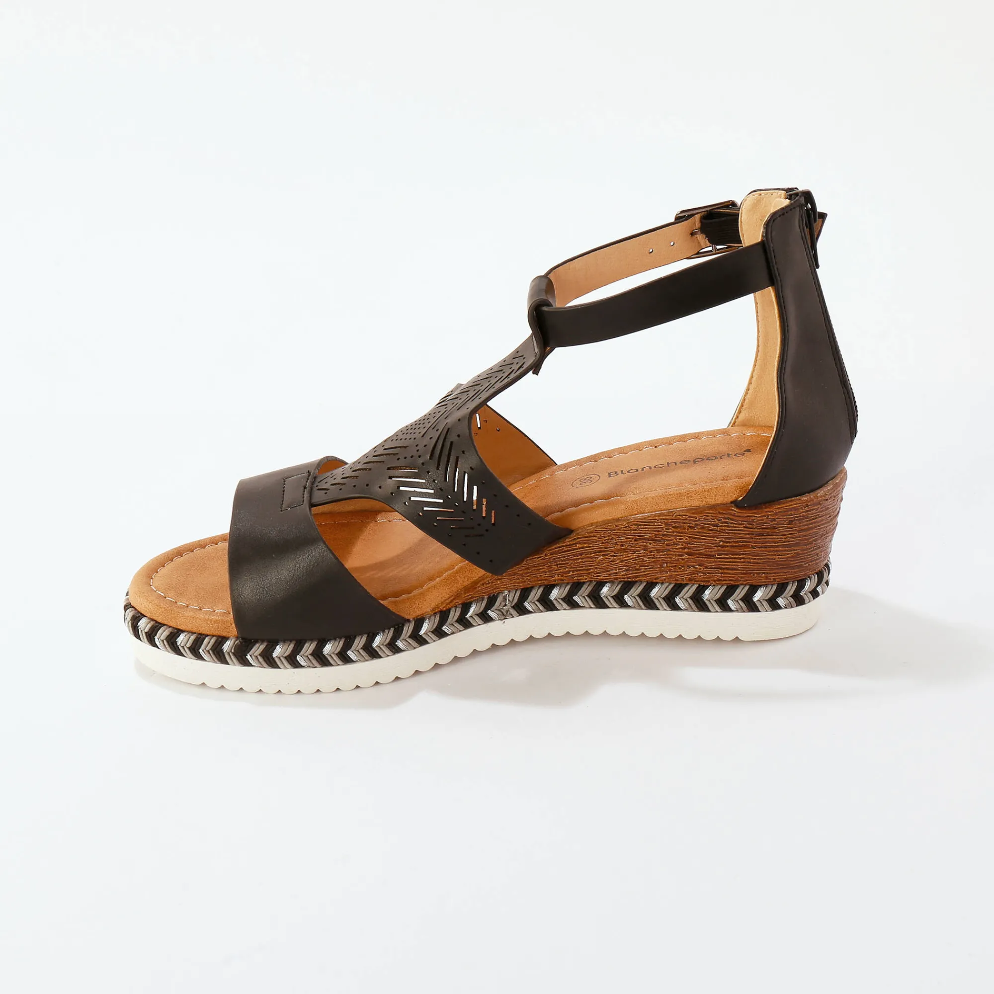 Sandalen En Espadrilles|Schoenen<Blancheporte Opengewerkte sleehaksandalen zwart