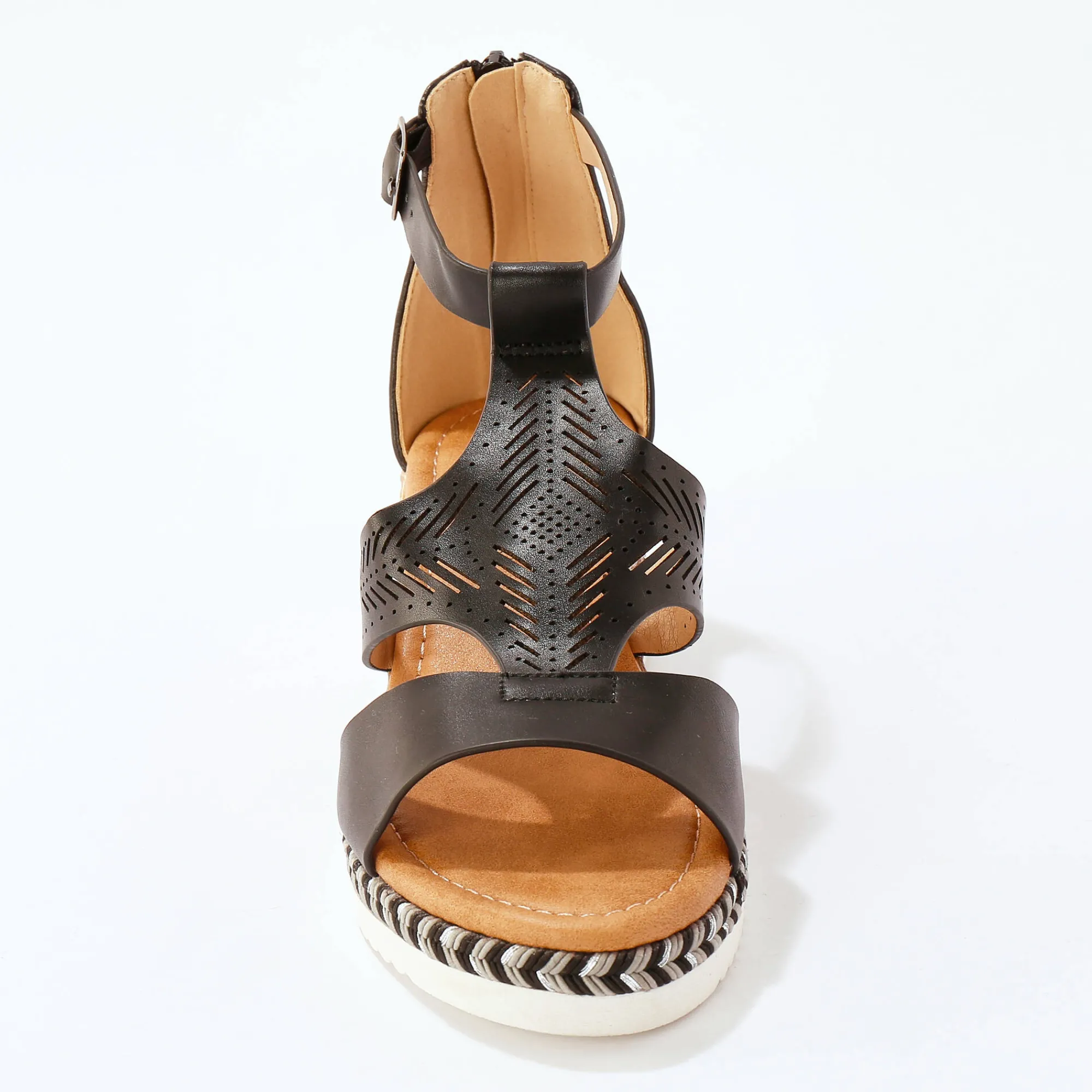 Sandalen En Espadrilles|Schoenen<Blancheporte Opengewerkte sleehaksandalen zwart